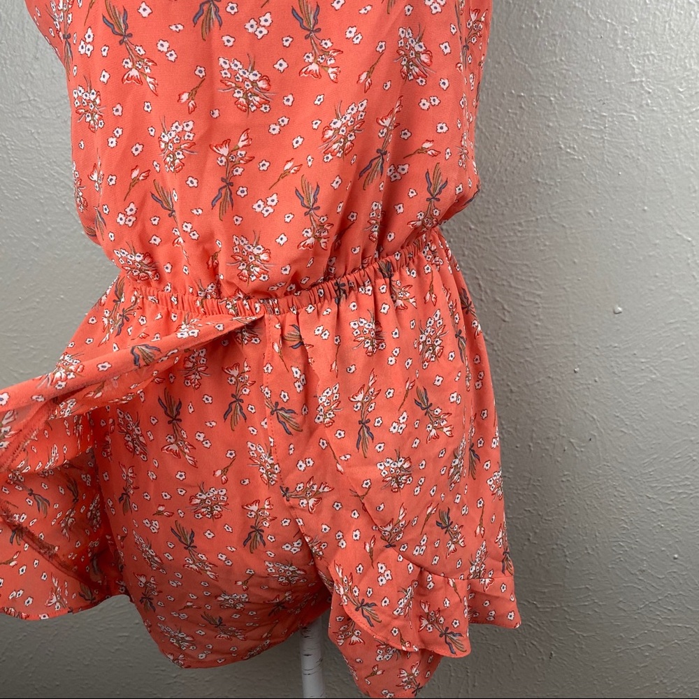Aqua Floral Romper - Picture 2 of 5